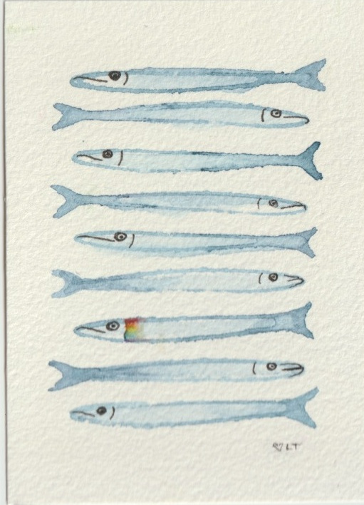 Original sardine watercolor